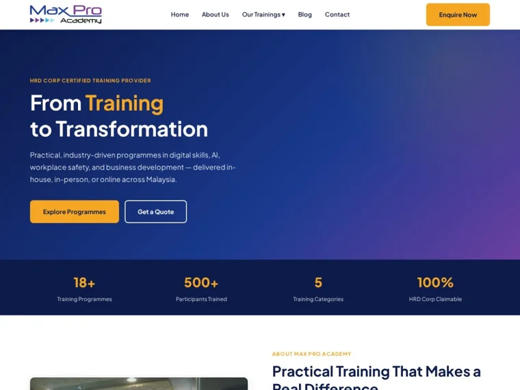 MaxPro Academy website